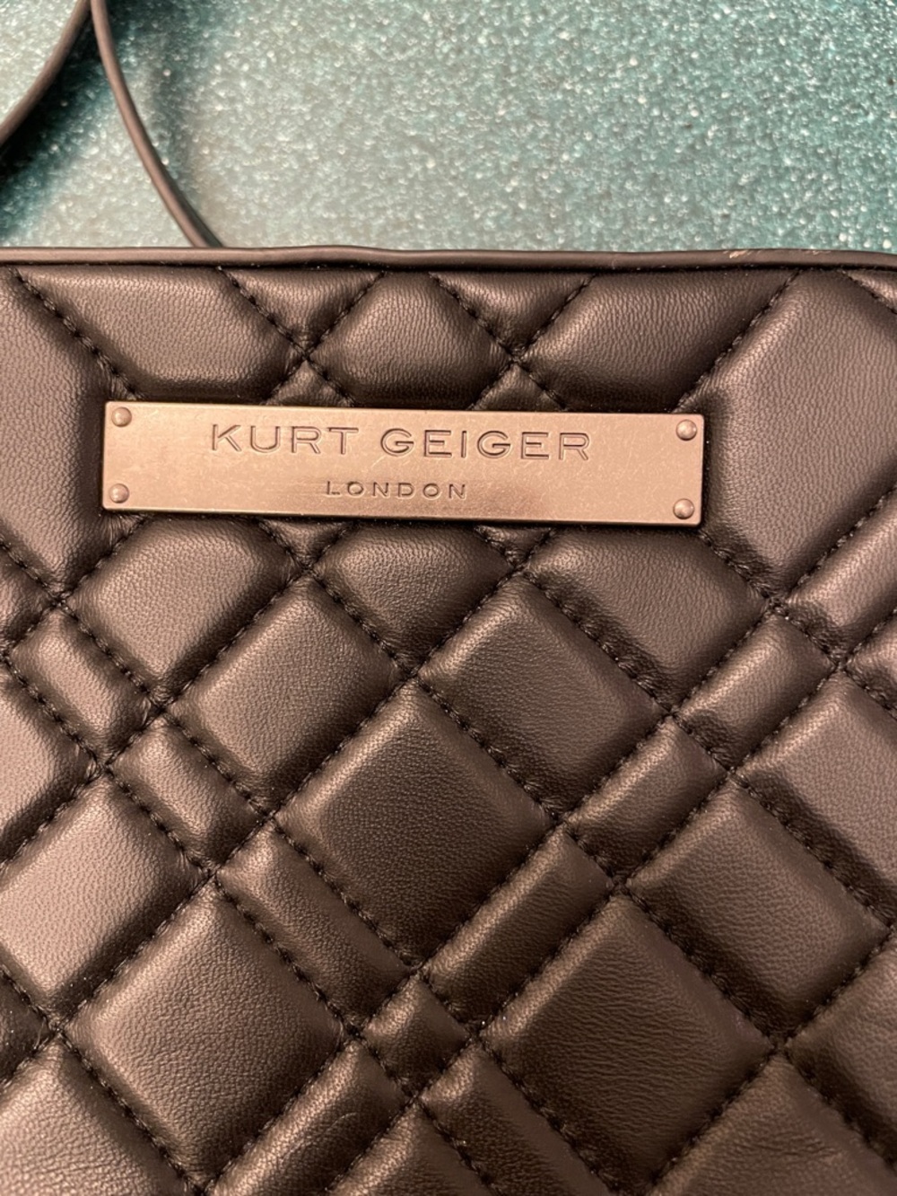 Kurt Geiger Black Quilted Crossbody Bag with Logo Plaque - Picture 3 of 6